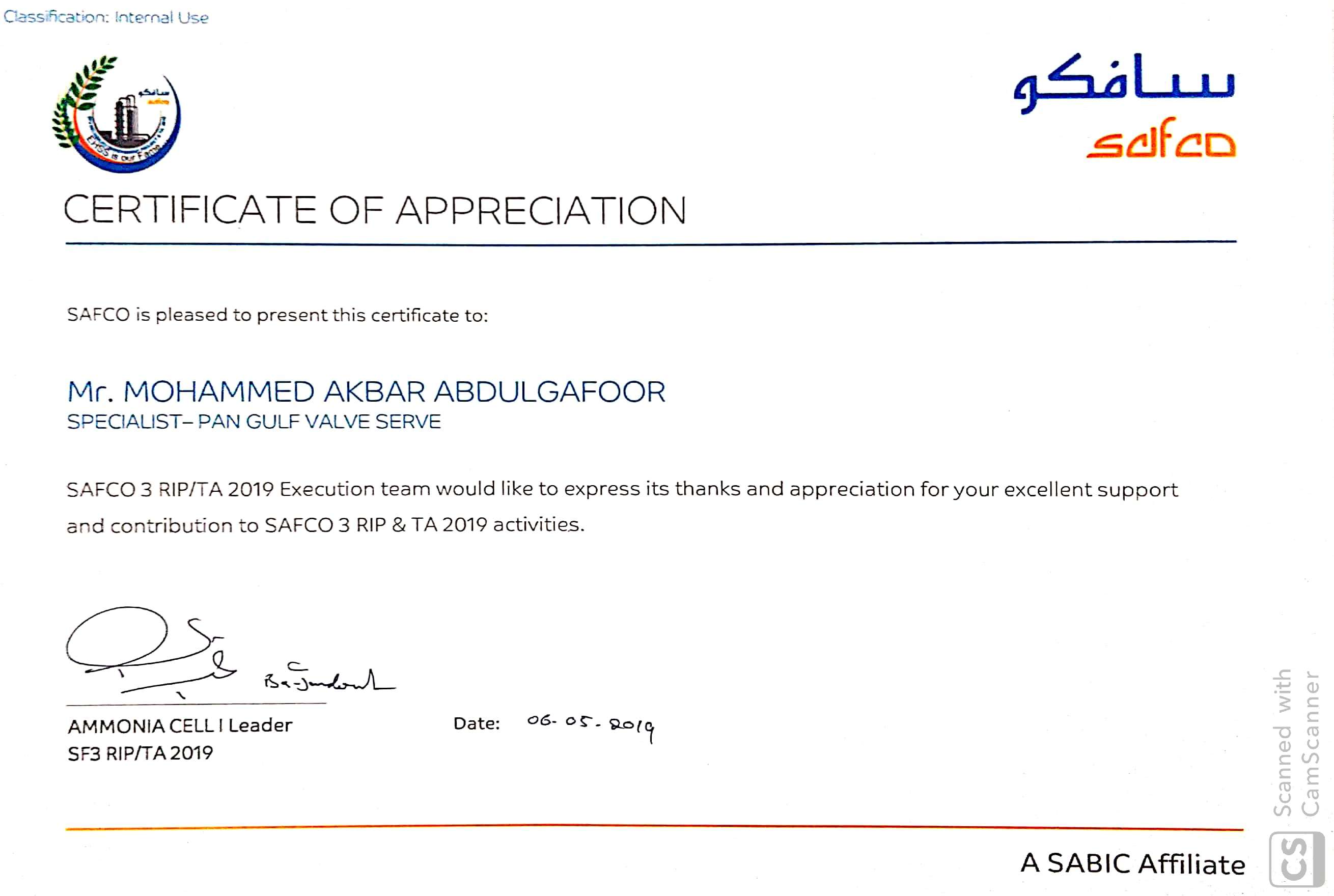 Certificate And Appreciation